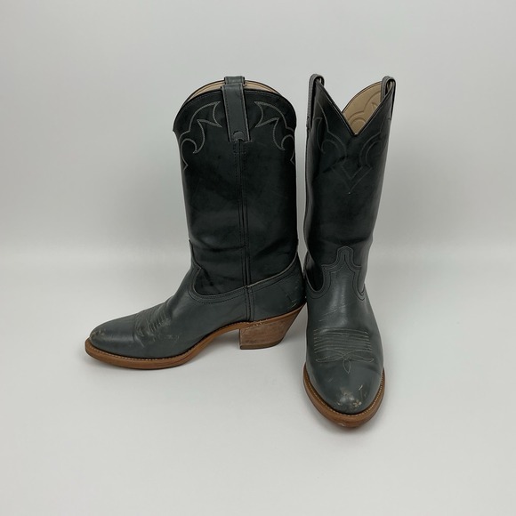 Dingo Mens 95D Gray Leather Cowboy Western Boots Made In USA Vintage Rodeo